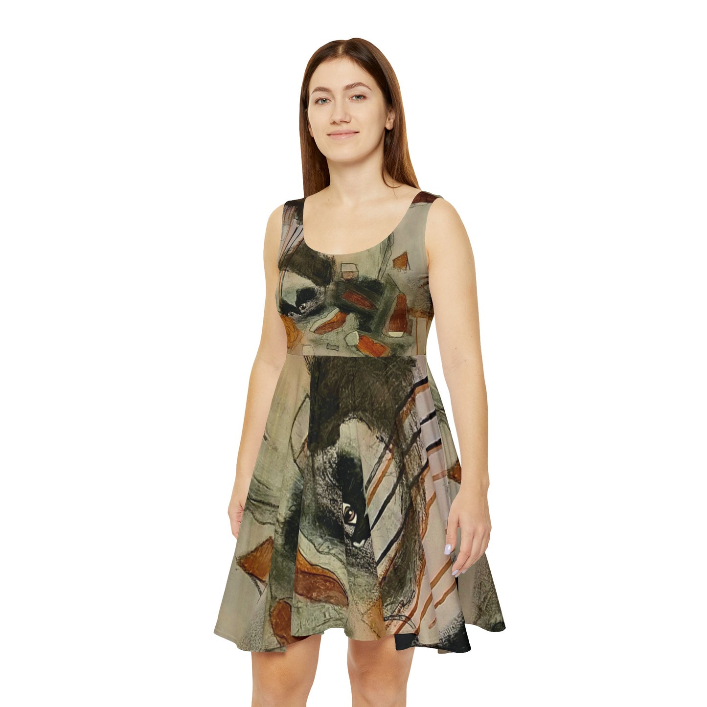 Women's Skater Dress, Cute Abstract Cat Dress Cat lover Clothing - Alternative Fashion