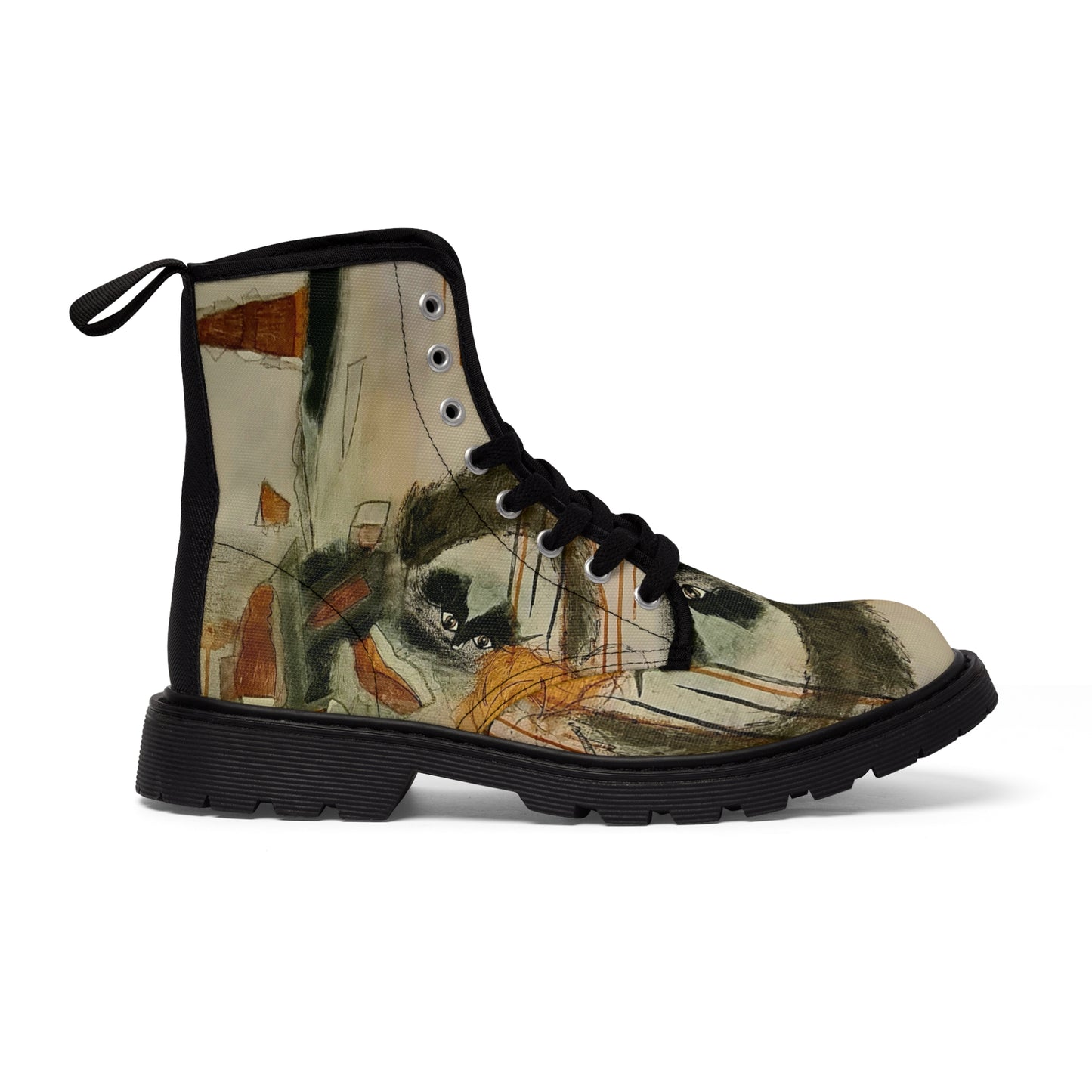 Women's Canvas Boots,- Flamengoblue Art Canvas Boots, Unique Funky boots, Original Art Boots, Artsy Style Boots, Best gift
