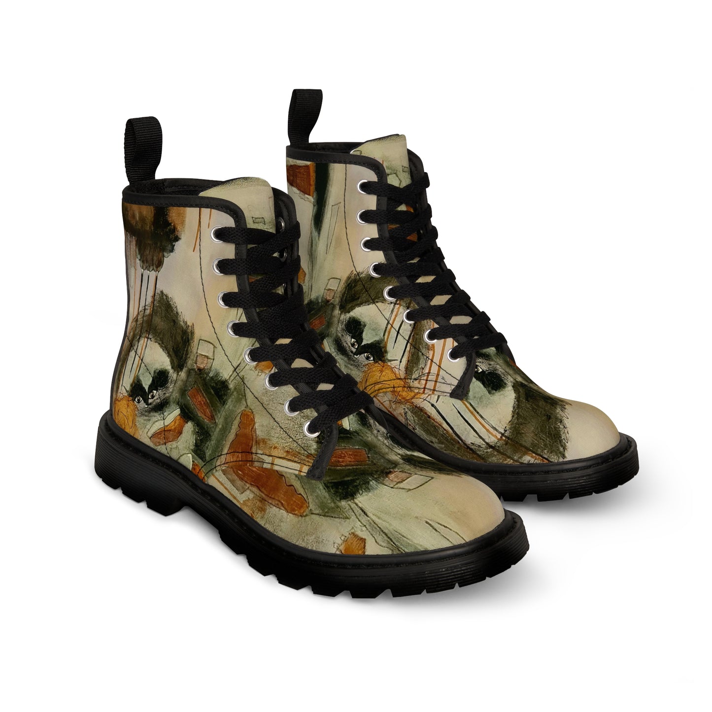 Women's Canvas Boots,- Flamengoblue Art Canvas Boots, Unique Funky boots, Original Art Boots, Artsy Style Boots, Best gift