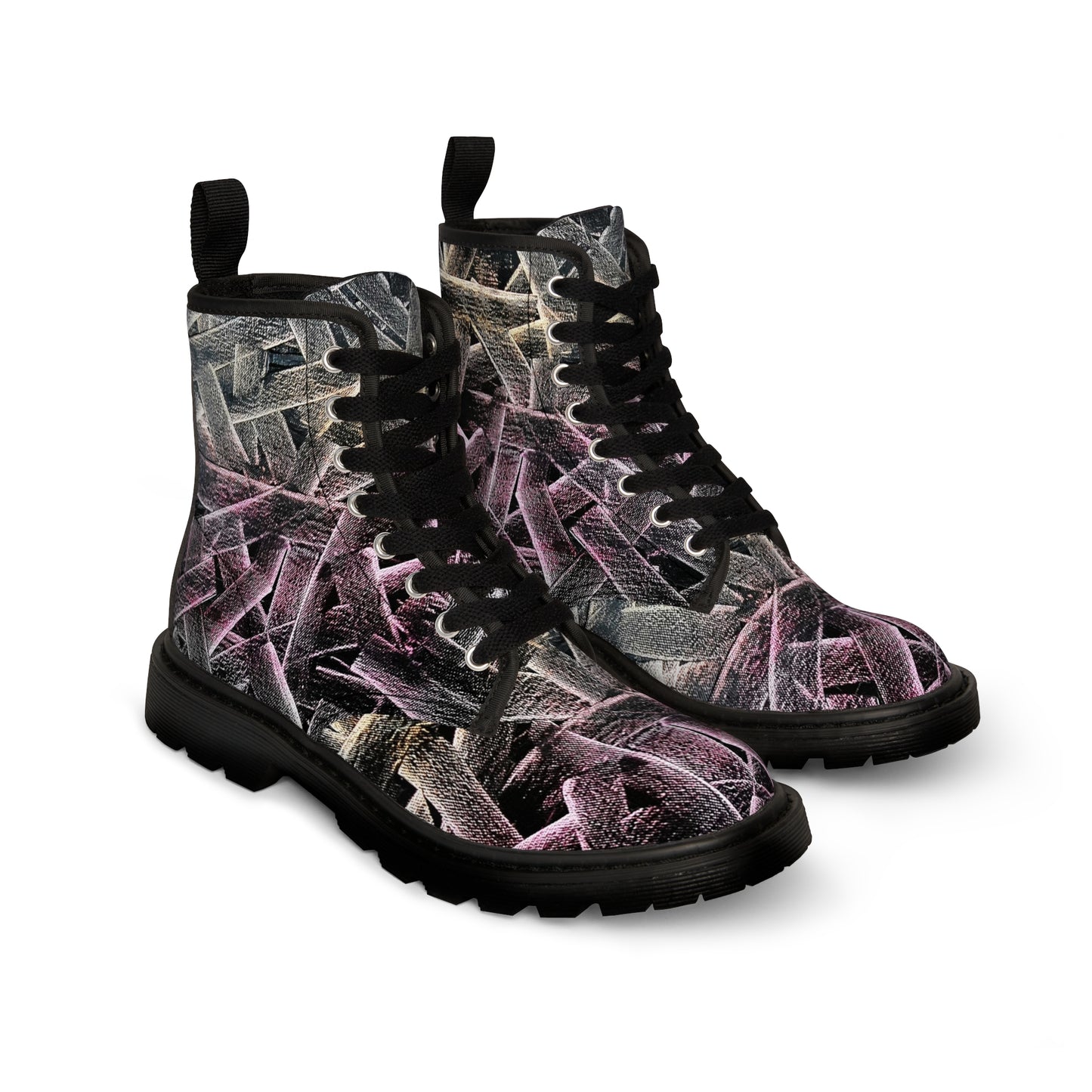 Women's Canvas Boots, Festival-Ready Footwear, Music Band-Flamengoblue Art - Unique Funky boots, Original Artsy Style Boots, Best gift