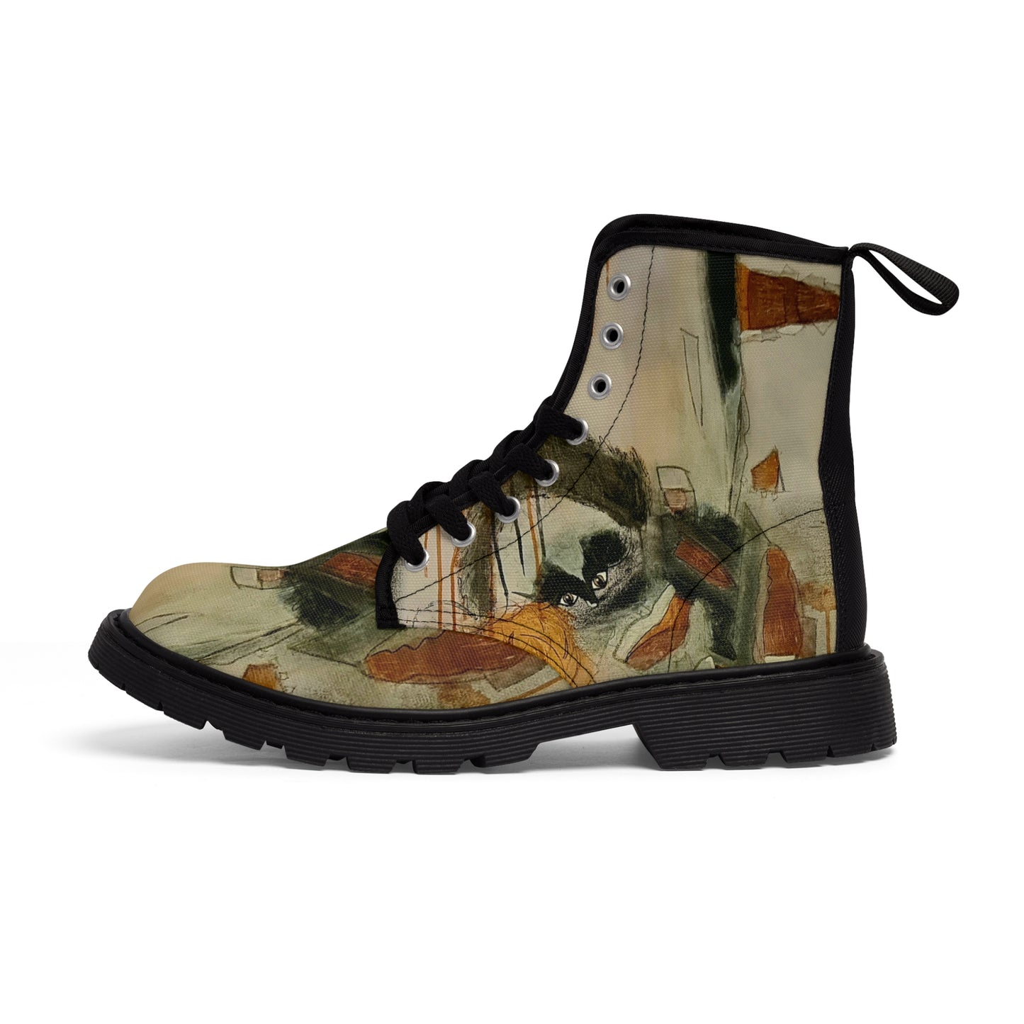 Women's Canvas Boots,- Flamengoblue Art Canvas Boots, Unique Funky boots, Original Art Boots, Artsy Style Boots, Best gift