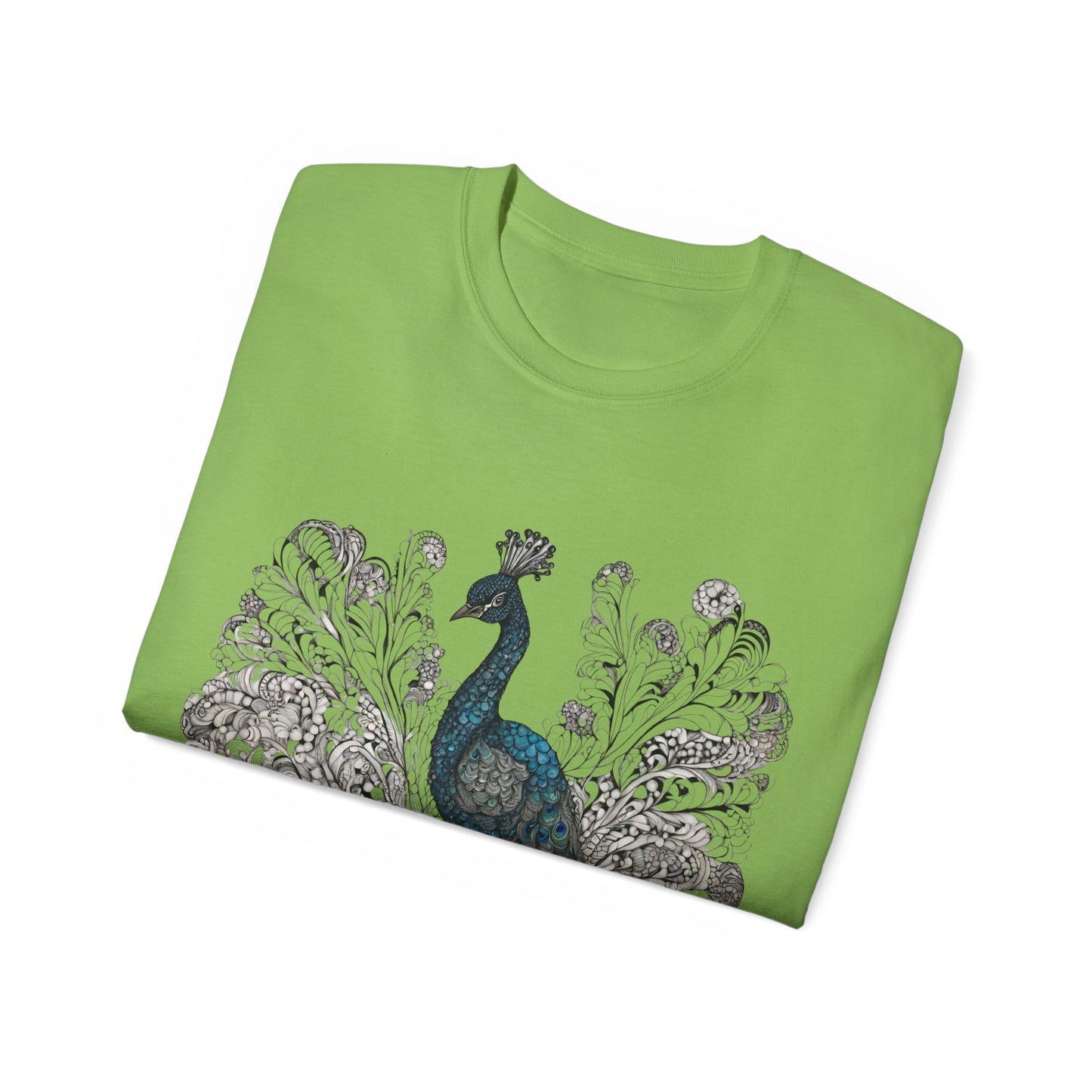 Unisex Cotton Tee| Peacock| Art| Front print| Zentangle art