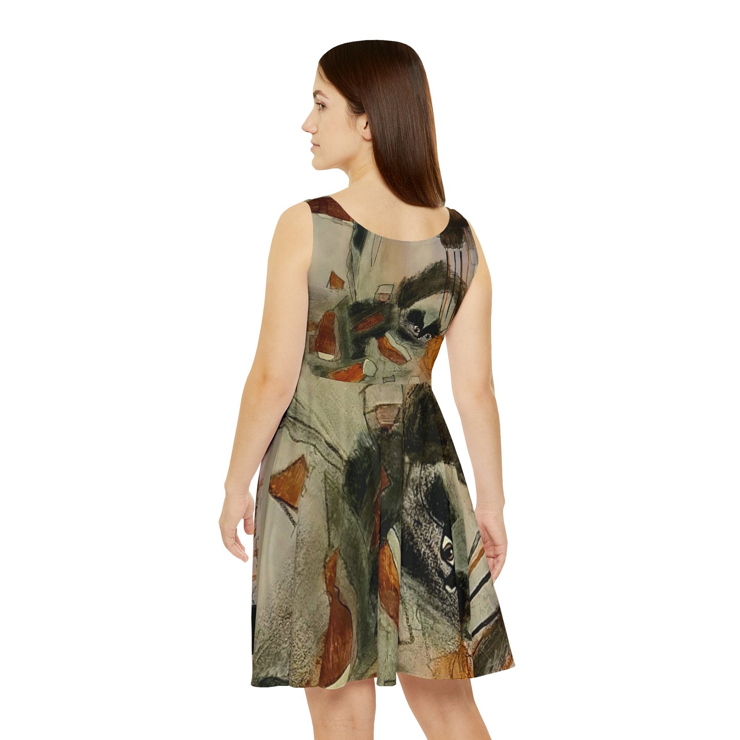 Women's Skater Dress, Cute Abstract Cat Dress Cat lover Clothing - Alternative Fashion