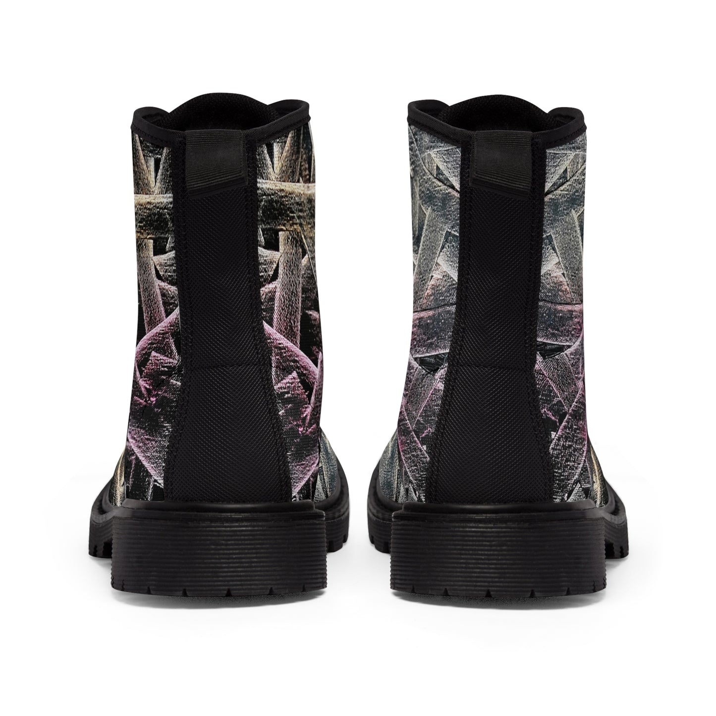 Women's Canvas Boots, Festival-Ready Footwear, Music Band-Flamengoblue Art - Unique Funky boots, Original Artsy Style Boots, Best gift