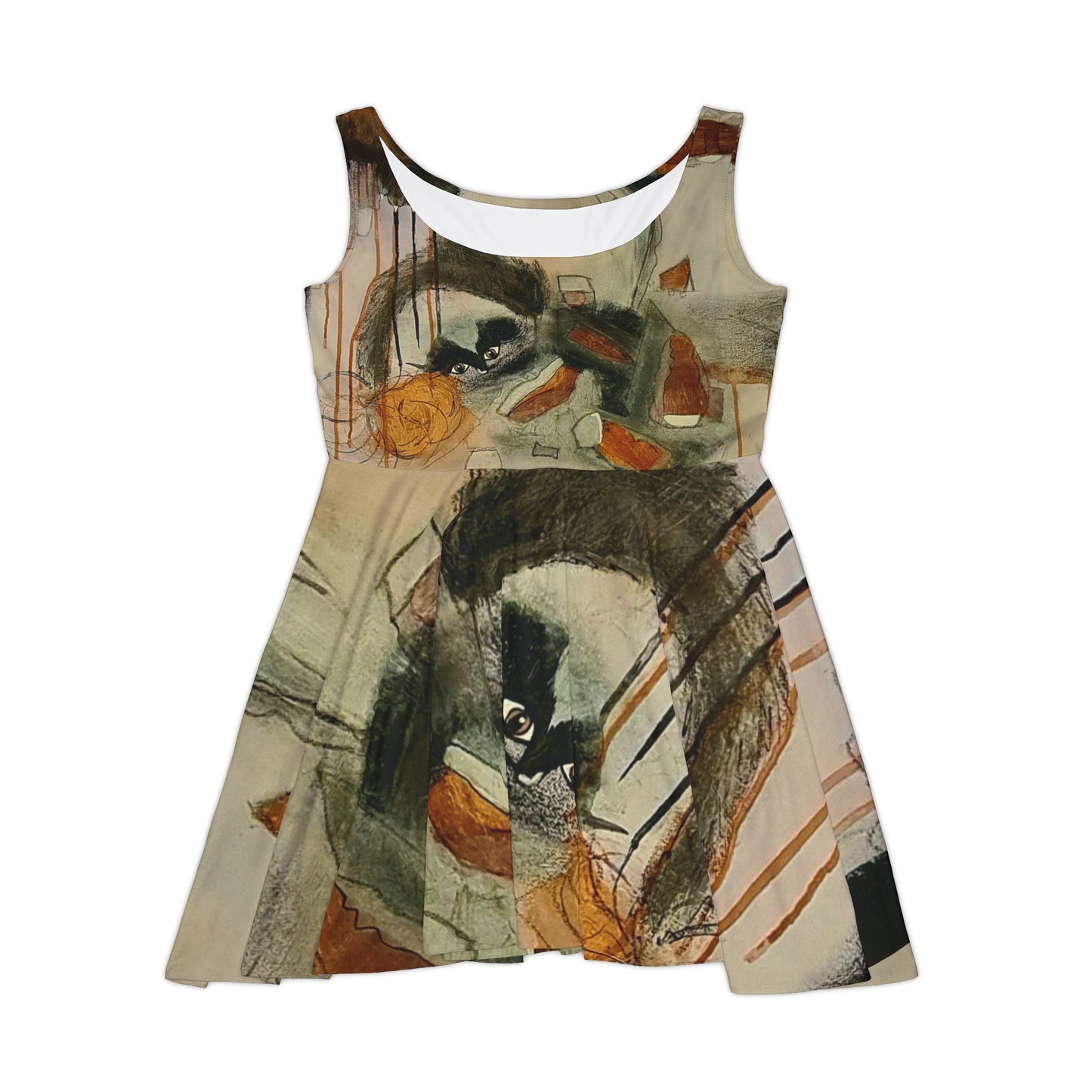 Women's Skater Dress, Cute Abstract Cat Dress Cat lover Clothing - Alternative Fashion