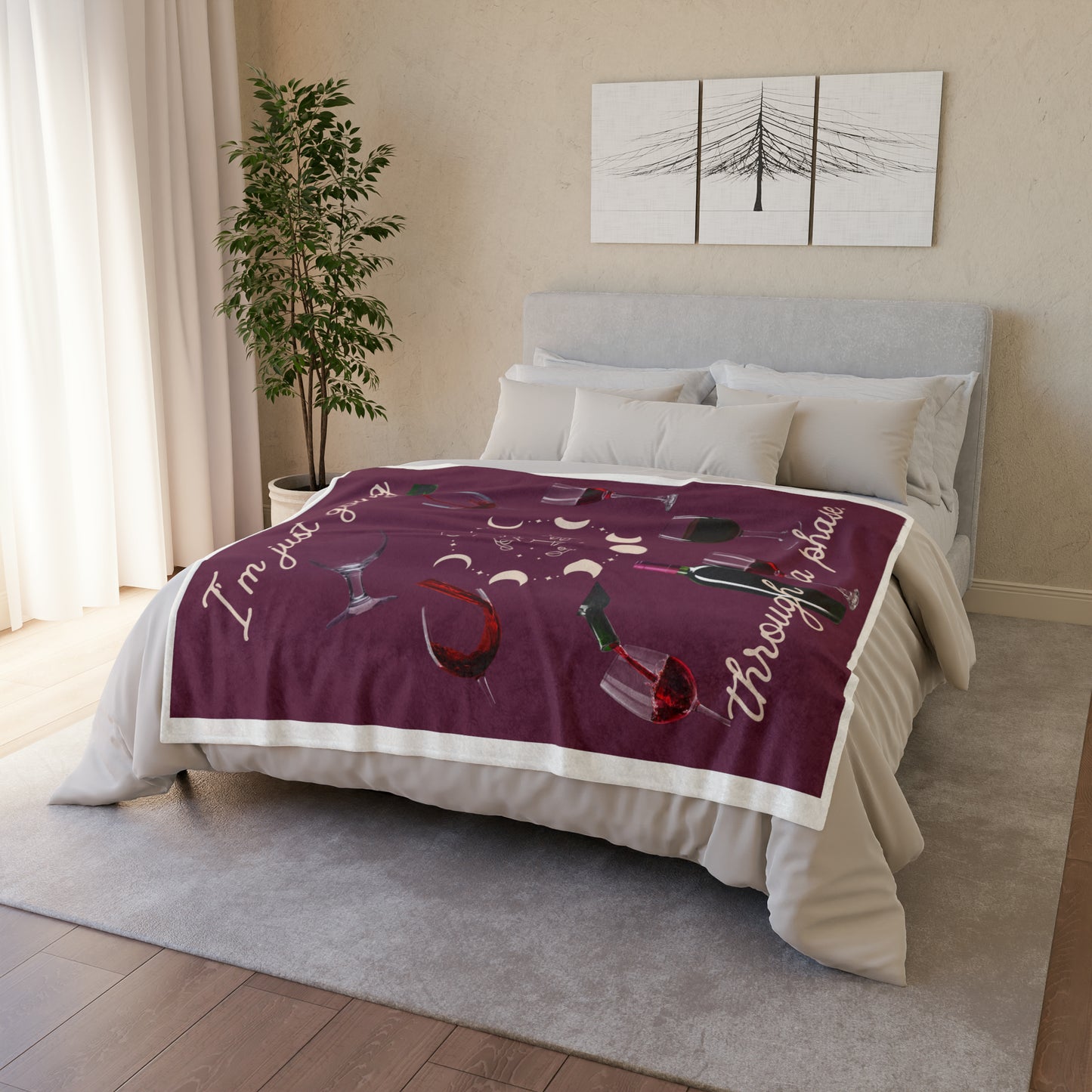 Soft Polyester Blanket| I'm Just going Through A Phase| Gift |Christmas| Wine Lover| Moon Phases| Warm