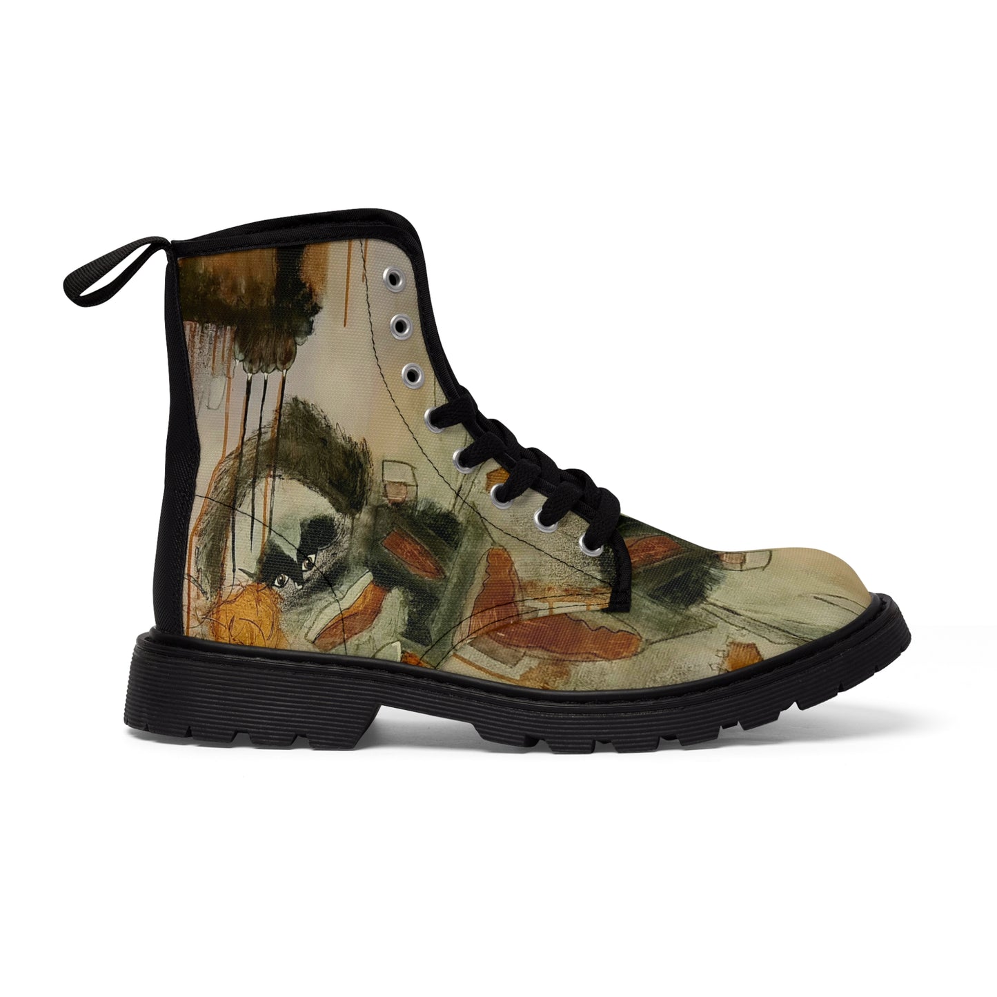 Women's Canvas Boots,- Flamengoblue Art Canvas Boots, Unique Funky boots, Original Art Boots, Artsy Style Boots, Best gift