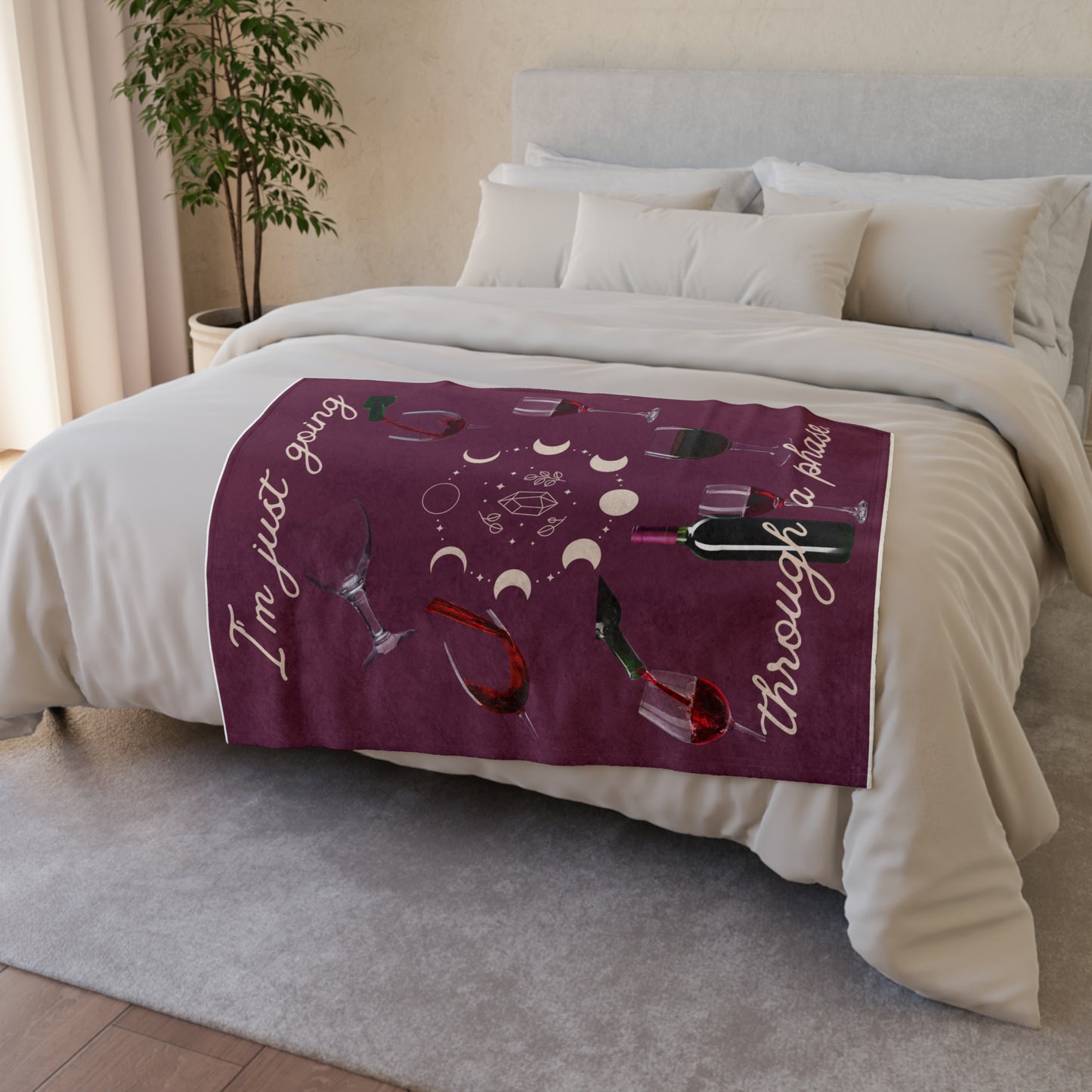 Soft Polyester Blanket| I'm Just going Through A Phase| Gift |Christmas| Wine Lover| Moon Phases| Warm