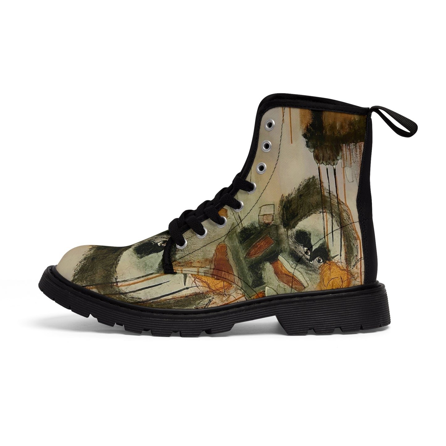Women's Canvas Boots,- Flamengoblue Art Canvas Boots, Unique Funky boots, Original Art Boots, Artsy Style Boots, Best gift
