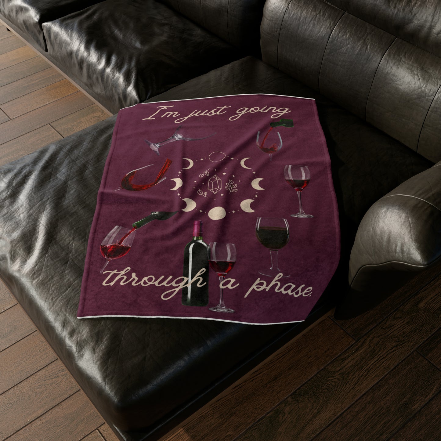 Soft Polyester Blanket| I'm Just going Through A Phase| Gift |Christmas| Wine Lover| Moon Phases| Warm