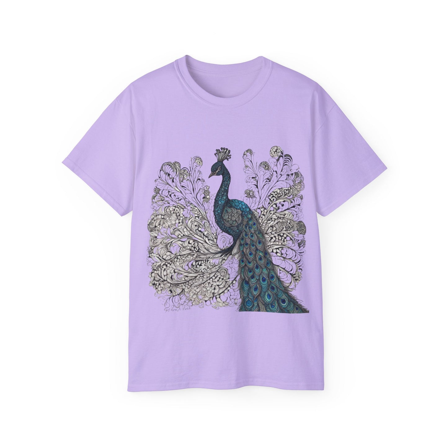 Unisex Cotton Tee| Peacock| Art| Front print| Zentangle art