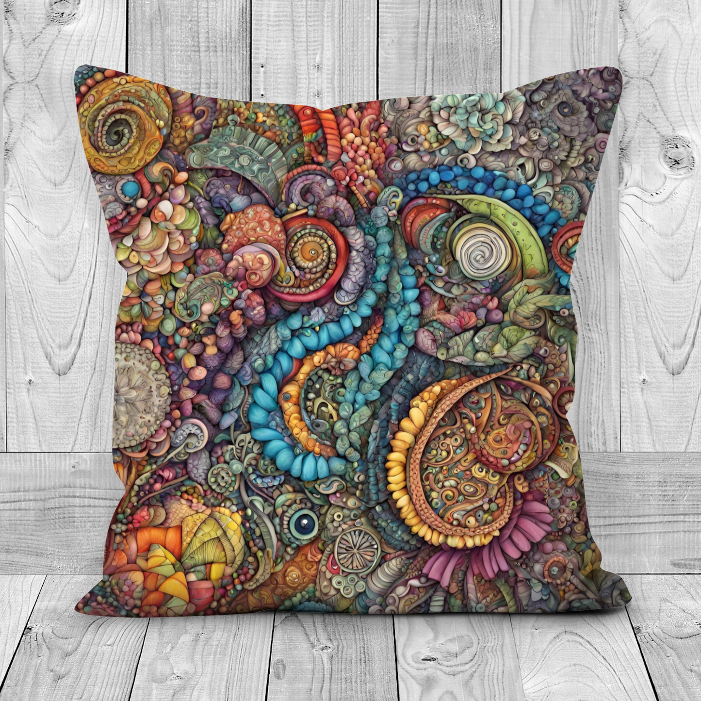 Plump Filled Cushion-Zentangle pattern design- Original abstract- 45x45 cm- double sided- Upholstery