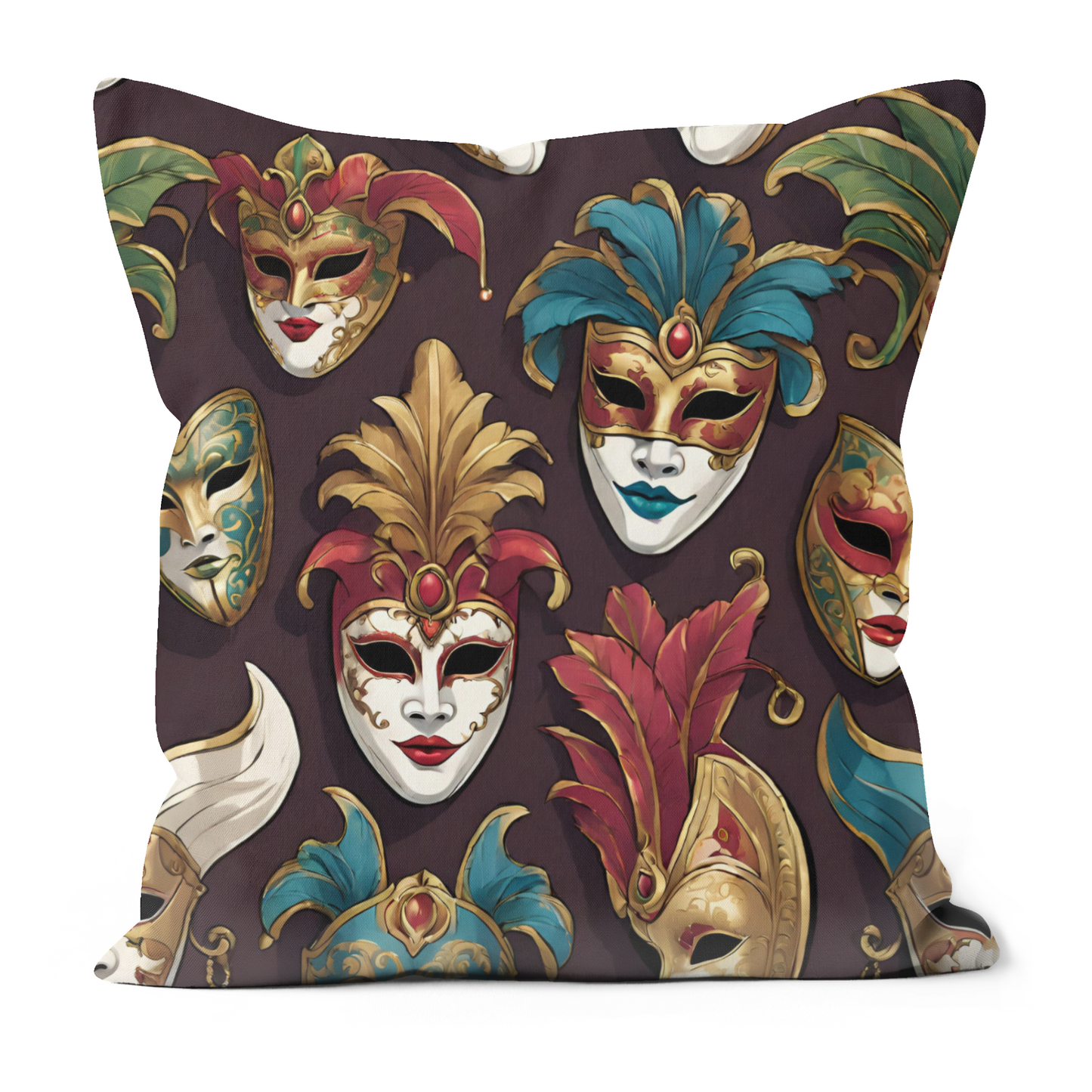 Plump Filled Cushion -Venice Mask pattern design- size options- Original abstract design