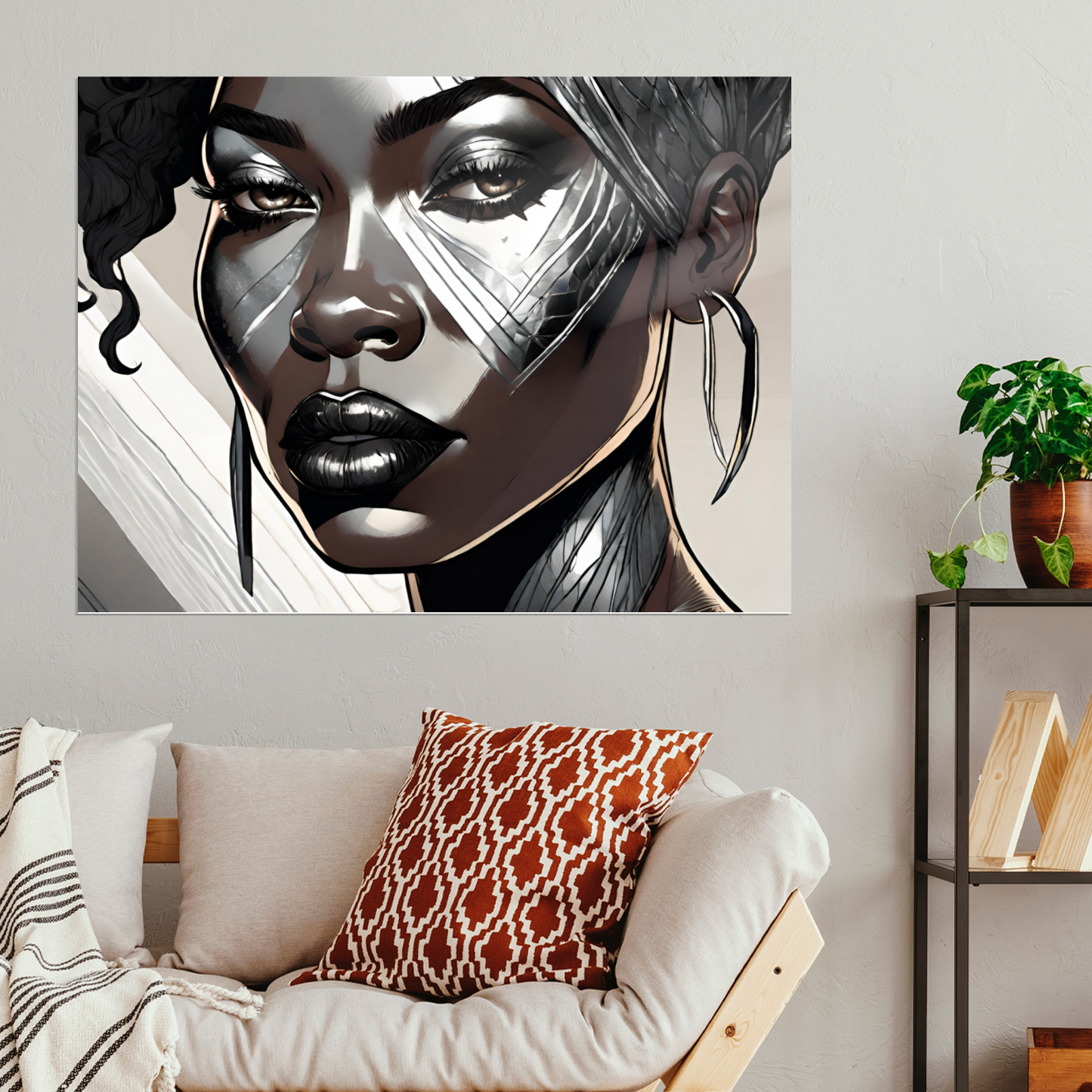 Metal Wall Art| Mela| Girl face-Original abstract print 750x560 mm