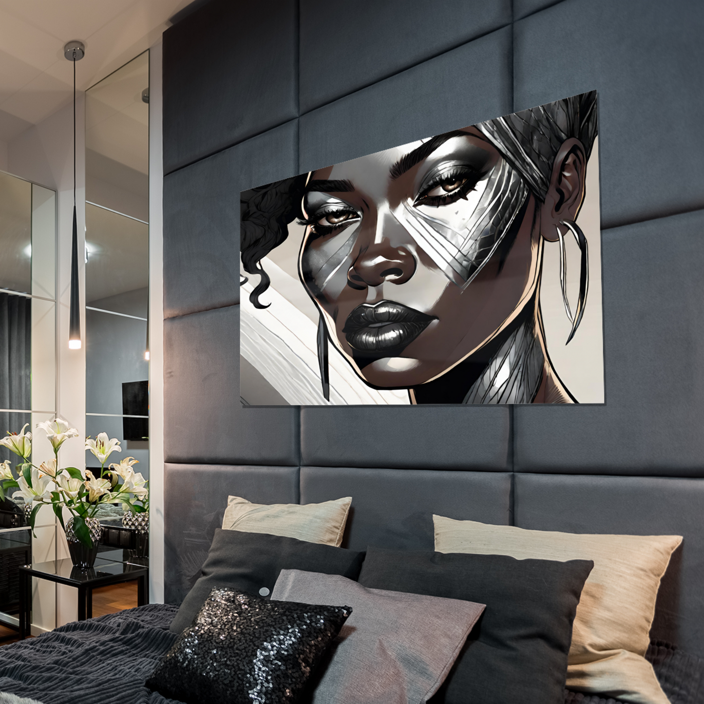 Metal Wall Art| Mela| Girl face-Original abstract print 750x560 mm