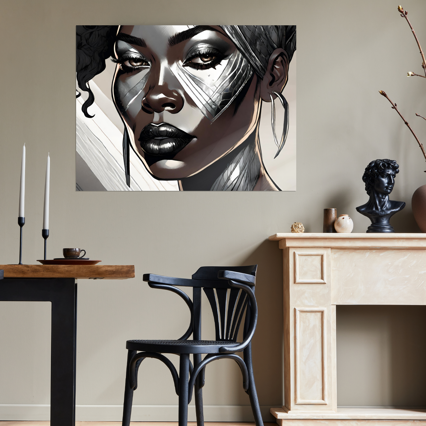 Metal Wall Art| Mela| Girl face-Original abstract print 750x560 mm
