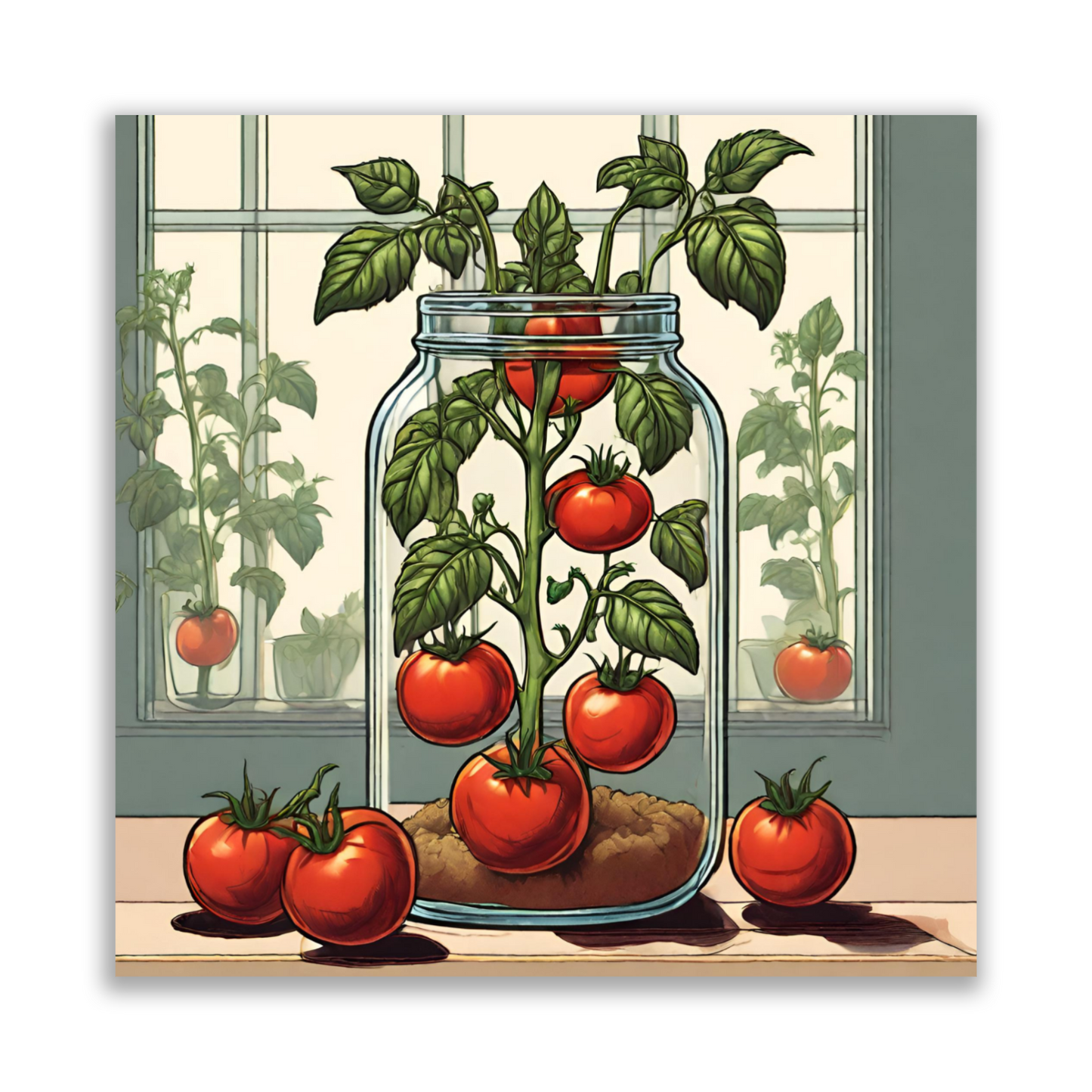 Metal wall art- Glass Collection-Tomato in Jar- Original Abstract print square options