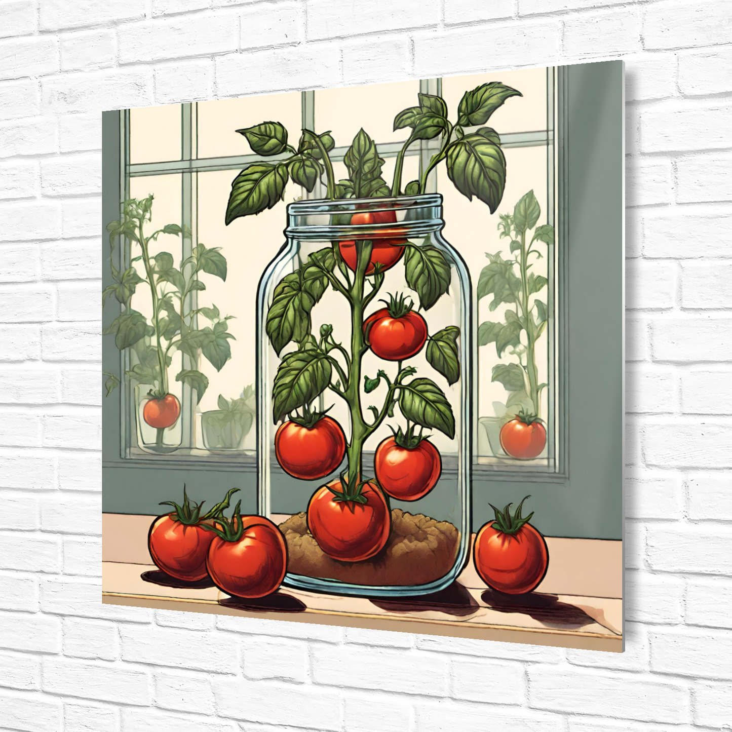 Metal wall art- Glass Collection-Tomato in Jar- Original Abstract print square options