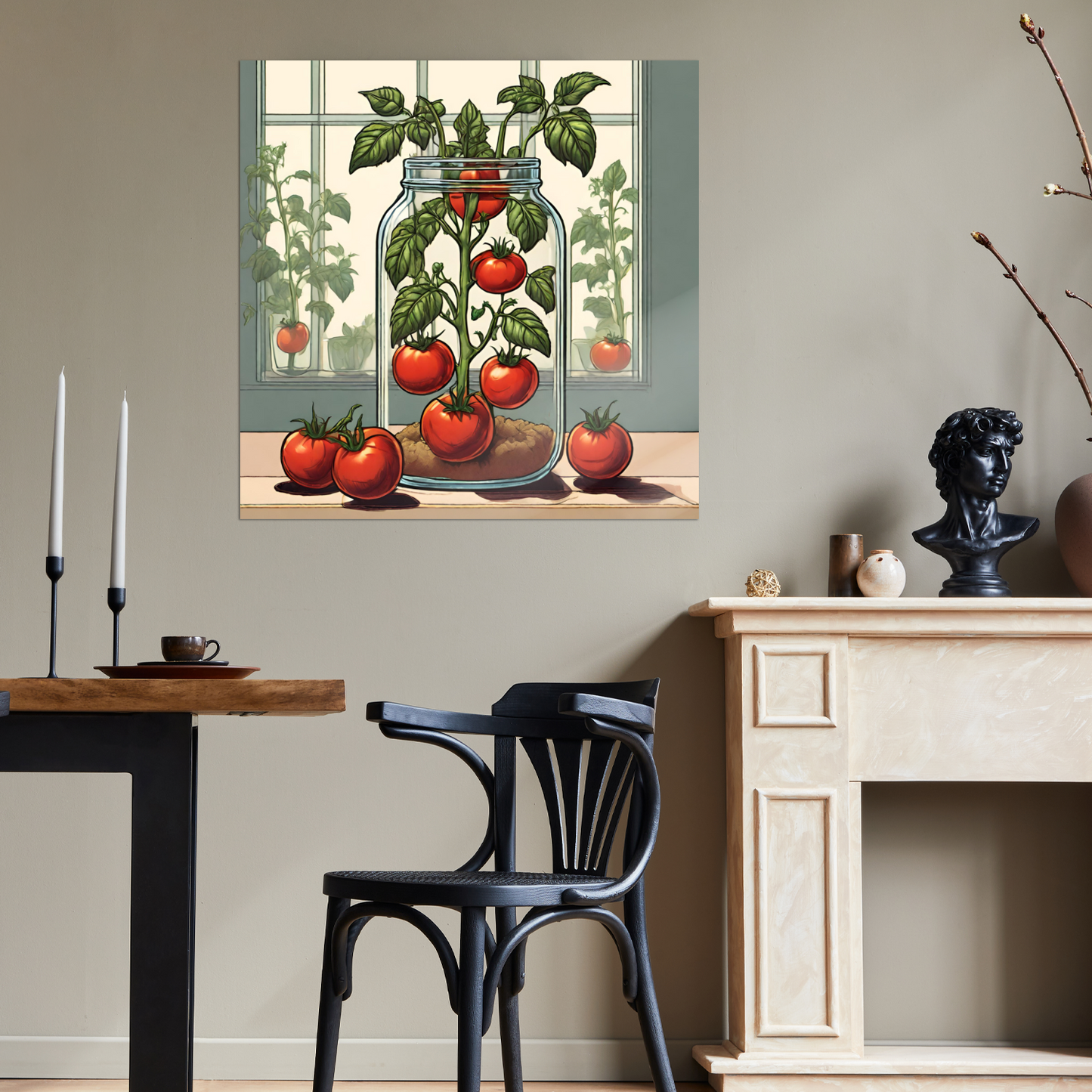 Metal wall art- Glass Collection-Tomato in Jar- Original Abstract print square options