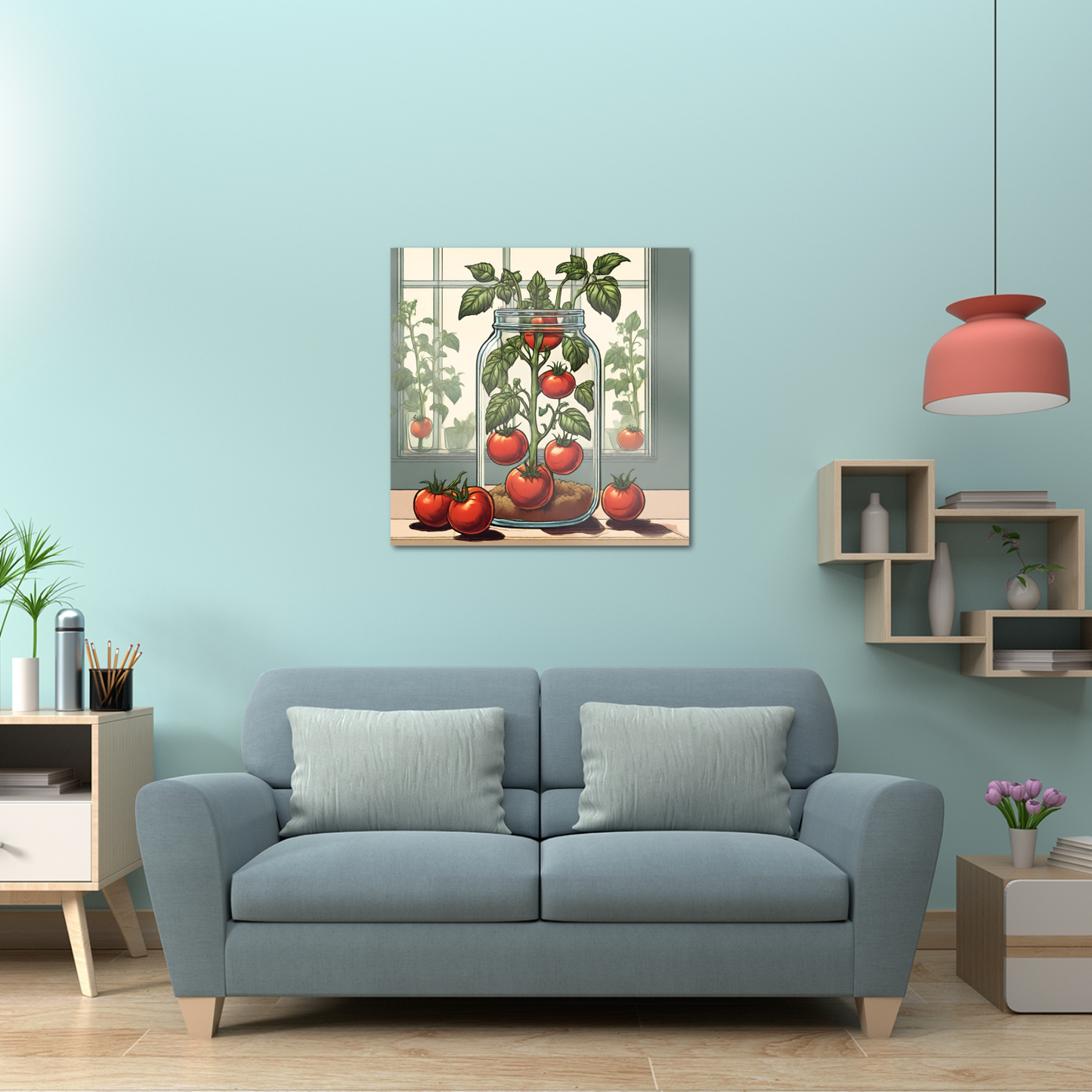 Metal wall art- Glass Collection-Tomato in Jar- Original Abstract print square options