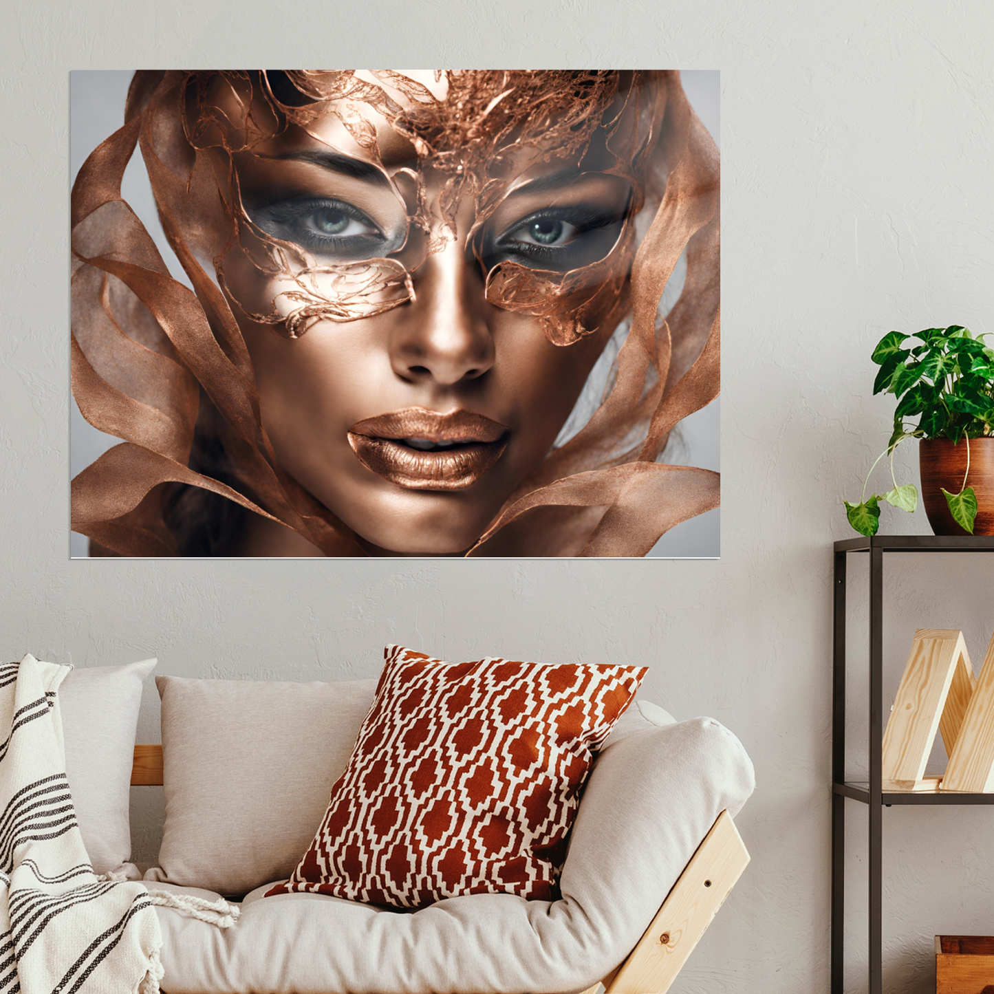 Metal Wall Art-Copper Mask-Original abstract print